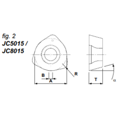 Picture of DIJET WDHW080520ZTR JC5015 Milling Insert Trigon 0.079 Corner Radius Carbide Multilayer