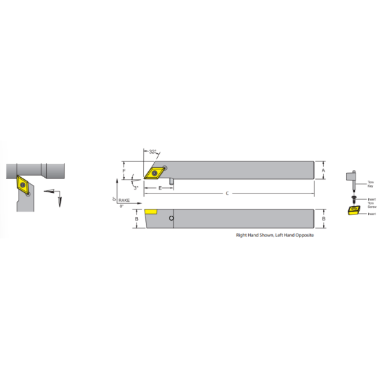 Picture of DORIAN SDNCR08-2D 55.0° Swiss Square 0.500 Shank 6.000 OAL