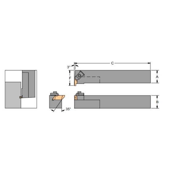 Picture of HORIZON TEL-163D Grooving,Threading Boring Bar Top Notch 1.000 Shank Size 3