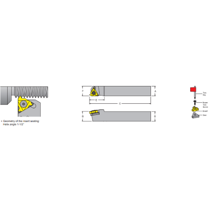 Picture of DORIAN SER037-3-11 Stick Tool Iso Thread Square 0.375 Shank 3.000 OAL