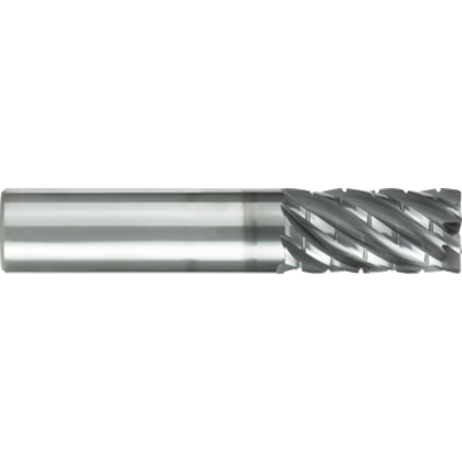Picture of GORILLA MILL GMHTCB34RLH7090	 DIA 3/4" SH 0.7500 LOC 2.2500 OAL 5.00 End Mill Carbide TiAlN Single End Corner Radius 0.0900 2.29MM BABOON CHIMPBREAKER