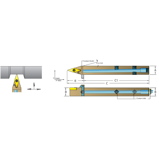 Picture of DORIAN ASVVCN1010-H11 35.0° Swiss Square 0.393 Shank 3.940 OAL
