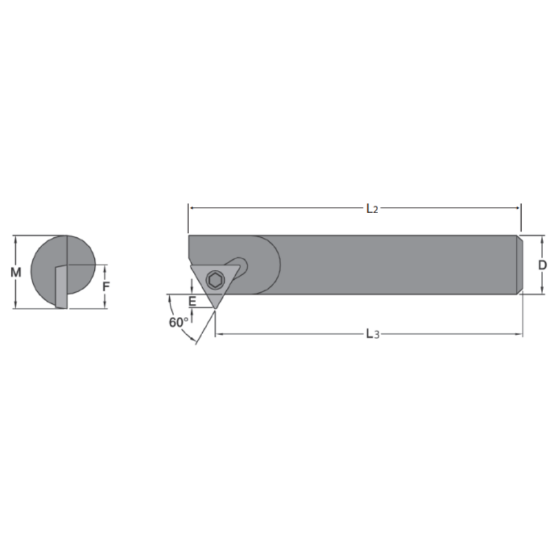 Picture of EVEREDE Tool SRCH1310 Triangle Boring Bar Dia0.3750 Positive 0.3750 9.53MM - 3/8 Cutter Dia