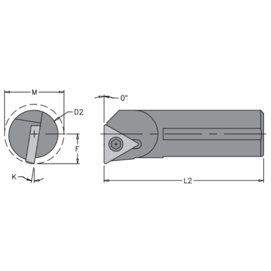 Picture of EVEREDE Tool C12S STFPR-3 Triangle Boring Bar Dia0.7500 Positive 0.7500 19.05MM - 3/4 Cutter Dia