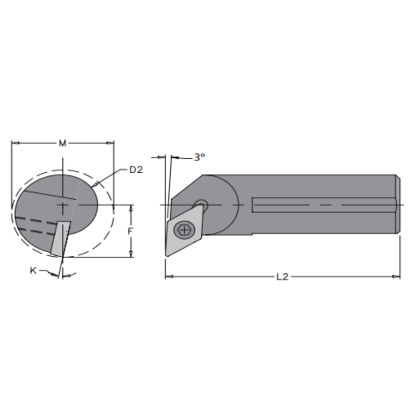 Picture of EVEREDE Tool C16T SDUCL-3 55.0 ° Boring Bar Dia1.0000 Positive 1.0000 25.40MM Cutter Dia