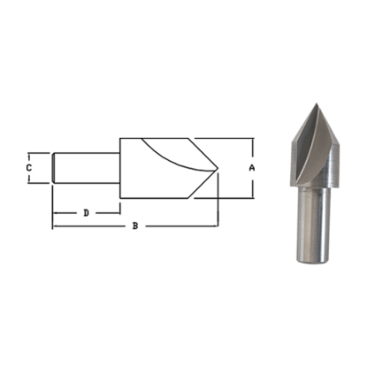Picture of LINK 90-L2-405 1/4 OD 90° Single Flute HSS Chamfer