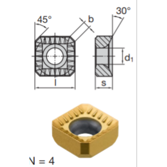 Picture of LMT FETTE SNKX 1205 AN-TR LCKP10M Milling Insert Square