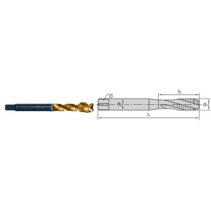 Picture of LMT FETTE 1390185 M6-1.00MM Cut Spiral Flute Mod Bottom 2.0P-3.0P HSSE-Powder Metal TiCN +