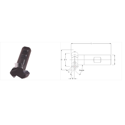 Picture of K-Tool A-1384XL Square 45.0°, Chamfer Mill End Mill Weldon 0.7500 Positive 1.2500 31.75MM - 1-1/4Cutter Dia