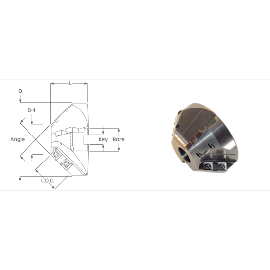 Picture of K-Tool CCS-901 Square 45.0°, Chamfer Mill Shell Arbor 0.7500 Positive 2.9850 75.82MM Cutter Dia