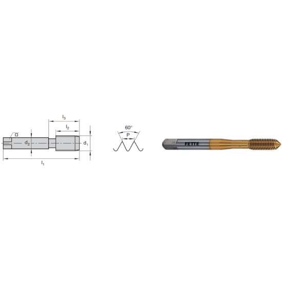 Picture of LMT FETTE 1401497 1/2-20.00TPI Roll Form Mod Bottom 2.0P-3.0P HSSE-Powder Metal TiCN +