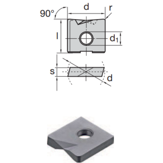 Picture of LMT FETTE WPV 0375-N-2 PCD LDP05B Milling Insert Flat Bottom