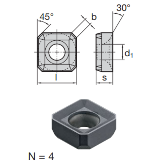 Picture of LMT FETTE SNKX 1205 AN-T LC610T Milling Insert Square