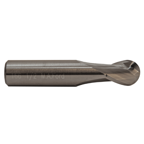 Picture of M.A. FORD 16628120A DIA 9/32 SH 0.3125 LOC 0.50 OAL 2.00 End Mill Standard Flute Standard Helix Carbide AlTiN Single End Ball Nose TuffCut® GP