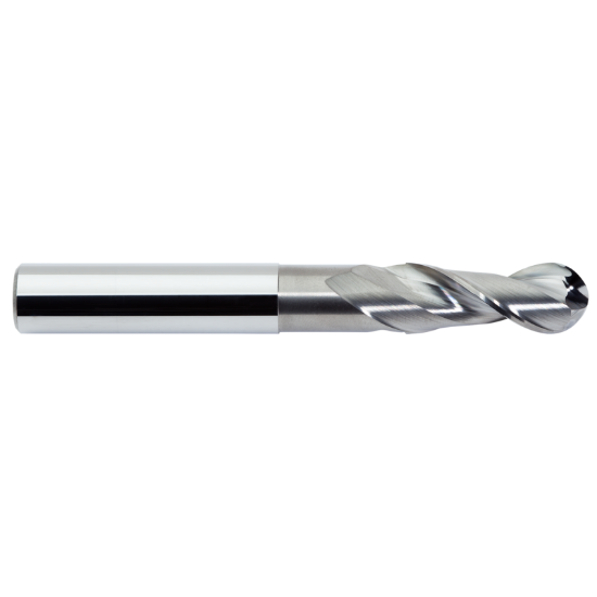 Picture of M.A. FORD 135B1575N3 DIA 4MM SH 0.1575 LOC 0.2362 OAL 2.0079 End Mill Standard Flute Standard Helix Carbide Uncoated Single End Ball Nose TuffCut® AL