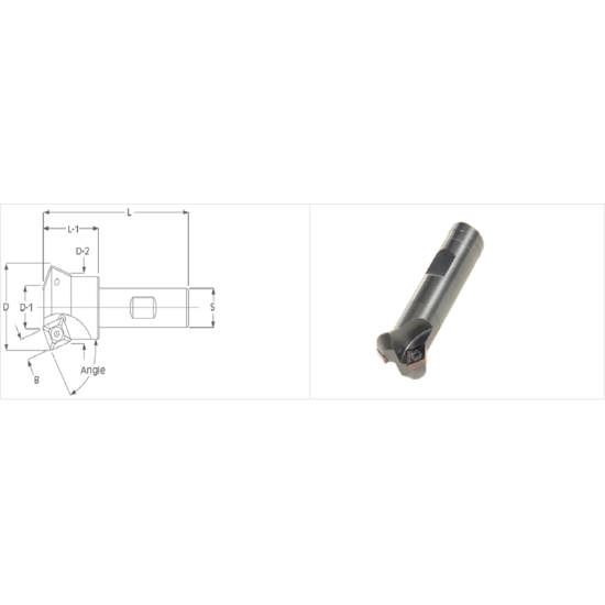 Picture of K-Tool A-5785 Milling Cutter 70.0° 2.250 Cutter Diameter 1.000 Weldon