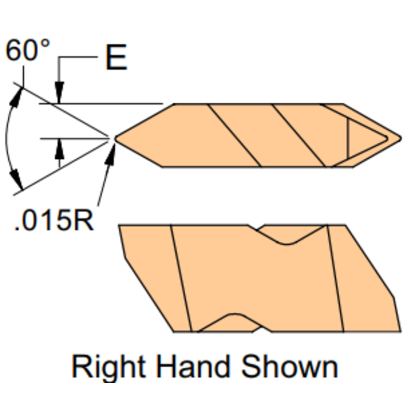 Picture of HORIZON HT 3LC C23 Indexable, Threading Insert Top Notch 60.0° EXT 6.00TPI - 11.00TPI INT 6.00TPI 0.015 Corner Radius Carbide