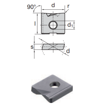 Picture of LMT FETTE WPV 1000-CF-8 LC240T Milling Insert Flat Bottom