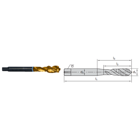 Picture of LMT FETTE 9117759 1/2-20.00TPI Cut Spiral Flute Mod Bottom 2.0P-3.0P HSSE-Powder Metal TiCN +