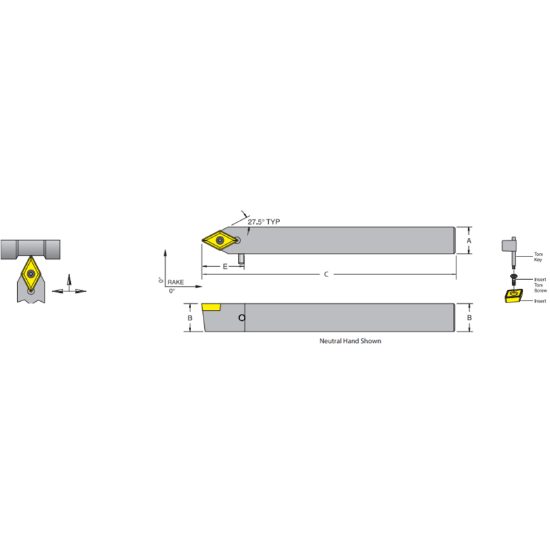 Picture of DORIAN SDPCN06-2D 55.0° Swiss Square 0.375 Shank 6.000 OAL