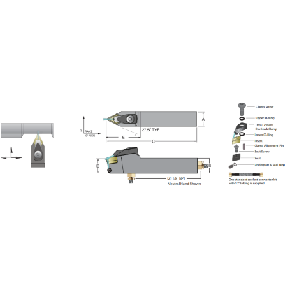 Picture of DORIAN ADDPNN-20-4D 55.0° Square 1.250 Shank 6.000 OAL
