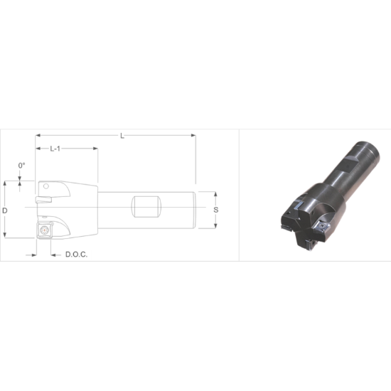 Picture of K-Tool ESP-1250-2 Milling Cutter 90.0° 1.250 Cutter Diameter 0.750 Weldon