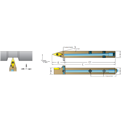 Picture of DORIAN ASVVCN08-2A 35.0° Swiss Square 0.500 Shank 4.000 OAL
