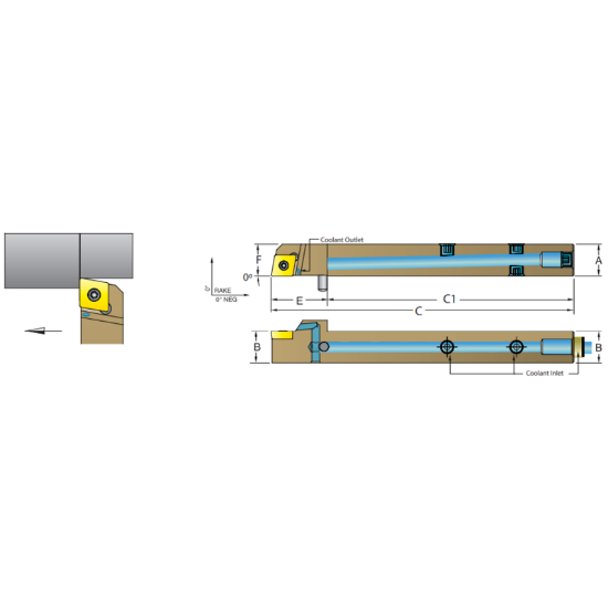 Picture of DORIAN ASCACR1616-H09 80.0° Swiss Square 0.629 Shank 3.940 OAL