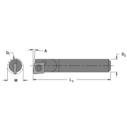 Picture of EVEREDE Tool 00159LCH 80.0 ° Boring Bar Dia0.2500 Positive 0.2500 6.35MM - 1/4 - E Cutter Dia