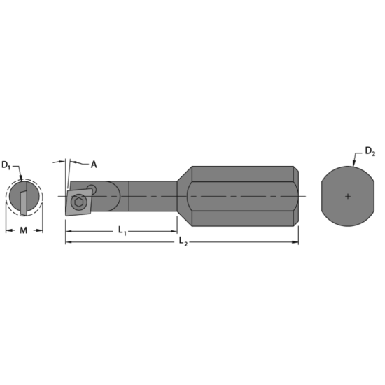 Picture of EVEREDE Tool CA1525 80.0 ° Boring Bar Dia0.6250 Positive 0.2030 5.16MM Cutter Dia