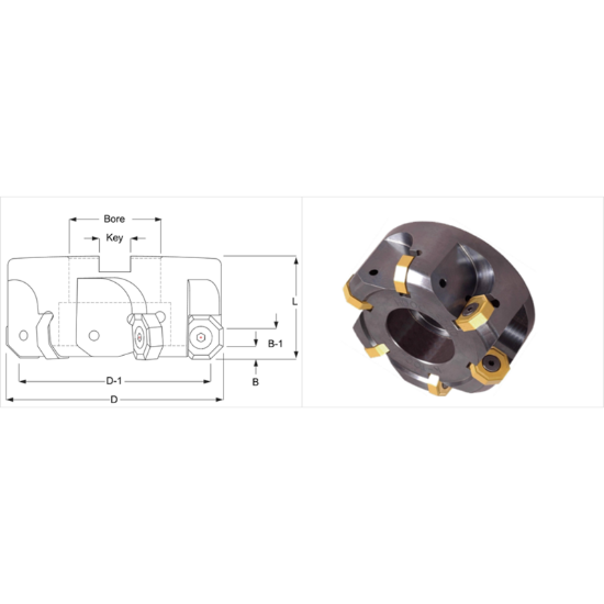 Picture of K-Tool HDOC-8000 Milling Cutter 45.0° 8.000 Cutter Diameter 2.500 Face Mill
