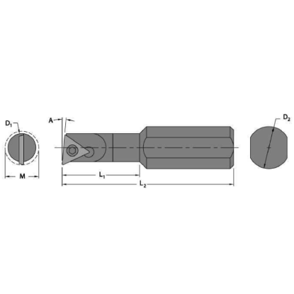 Picture of EVEREDE Tool 00506CH Triangle Boring Bar Dia0.6250 Positive 0.3750 9.53MM - 3/8 Cutter Dia