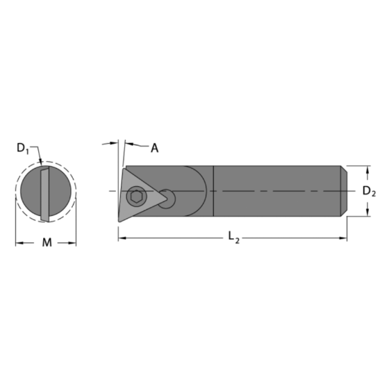 Picture of EVEREDE Tool HD3900 Triangle Boring Bar Dia0.6250 Positive 0.6250 15.88MM - 5/8 Cutter Dia