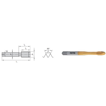 Picture of LMT FETTE 1400985 1-3/8-6.00TPI Cut Spiral Point Plug 3.5P-5.0P HSSE-Powder Metal TiCN +