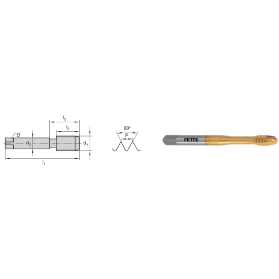 Picture of LMT FETTE 1400985 1-3/8-6.00TPI Cut Spiral Point Plug 3.5P-5.0P HSSE-Powder Metal TiCN +