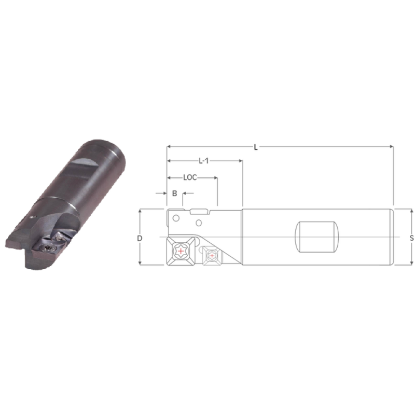 Picture of K-Tool DMTL-1500 Milling Cutter 90.0°, Corn Cob 1.500 Cutter Diameter 1.250 Weldon