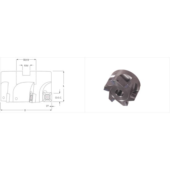 Picture of K-Tool SA-150MFS Milling Cutter 90.0° 1.500 Cutter Diameter 0.500 Face Mill