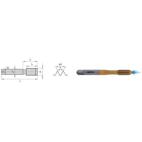 Picture of LMT FETTE 1401471 3/4-10.00TPI Roll Form Mod Bottom 2.0P-3.0P HSSE-Powder Metal TiCN +