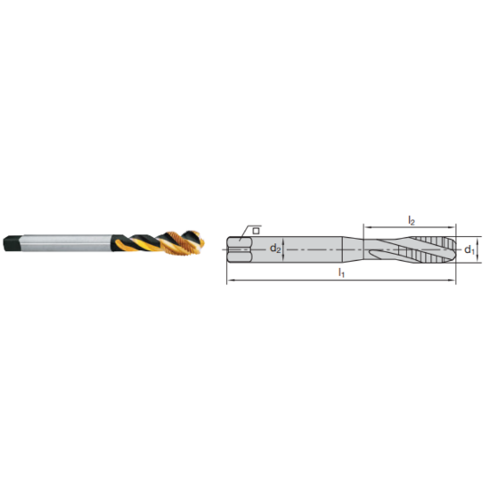 Picture of LMT FETTE 1402560 M20-1.50MM Cut Spiral Flute Mod Bottom 2.0P-3.0P HSSE-Powder Metal TiCN +