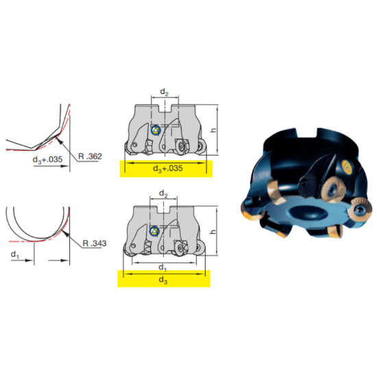 Picture of LMT FETTE FCTXX R16-200AA Milling 45.0°, Button Cutter Milling Cutter 2.000 Cutter Diameter