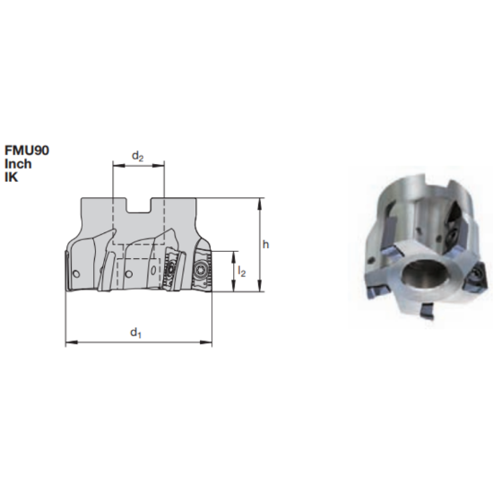 Picture of LMT FETTE FMU90A17.200AAIF Milling 90.0°, Face Mill Cutter 2.000 Cutter Diameter