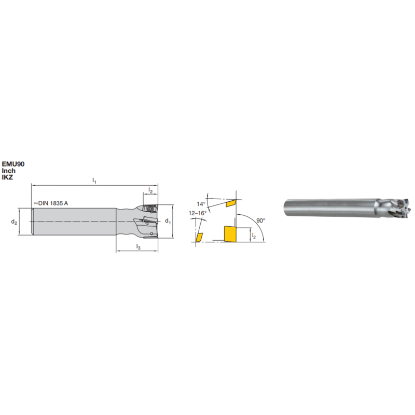 Picture of LMT FETTE EMU90A17.100SEI Milling 90.0°, End Mill Milling Cutter 1.000 Cutter Diameter