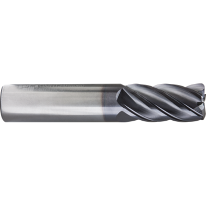 Picture of GORILLA MILL GMHT1250RXL5250	 DIA 1-1/4" SH 1.2500 LOC 3.2500 OAL 6.00 End Mill Standard Flute Variable Helix Carbide TiAlN Single End Corner Radius 0.2500 6.35MM PHENOM