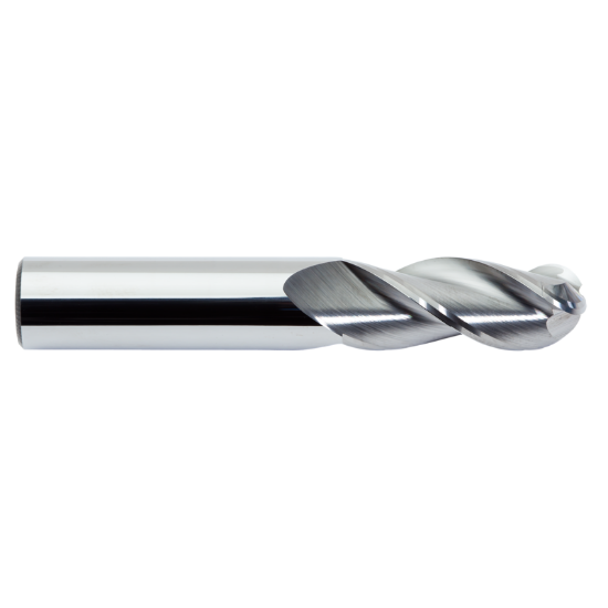 Picture of M.A. FORD 138B10001 DIA 1 SH 1.00 LOC 2.2500 OAL 5.00 End Mill Standard Flute Standard Helix Carbide Uncoated Single End Ball Nose TuffCut® X-AL