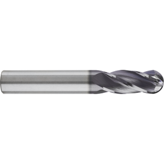 Picture of GORILLA MILL CEM10BSL4TiCN	 DIA 1" SH 1.00 LOC 4.00 OAL 7.00 End Mill Standard Flute High Helix Carbide TiCN Single End Ball Nose PRIMATE