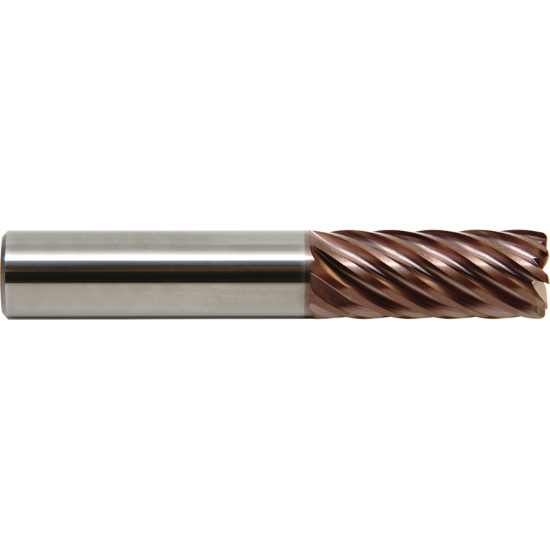 Picture of M.A. FORD 380L7504AXW DIA 3/4 SH 0.7500 LOC 2.2500 OAL 5.00 End Mill Standard Flute Standard Helix Carbide AlTiN Single End Corner Radius 0.0300 0.76MM TuffCut® XT9