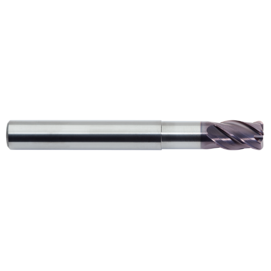 Picture of M.A. FORD 15839300R012N5A DIA 10MM SH 0.3937 LOC 0.5906 OAL 3.9370 End Mill Standard Flute Variable Helix Carbide AlTiN Single End Corner Radius 0.3000 7.62MM TuffCut DM®