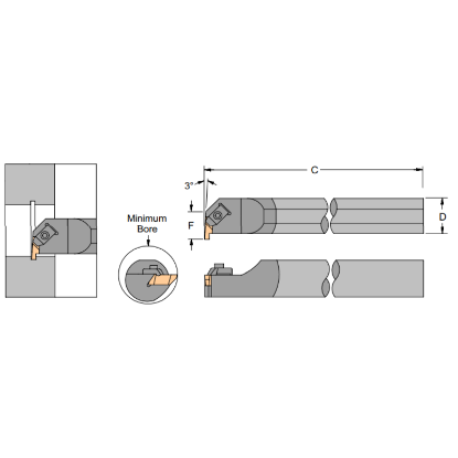 Picture of HORIZON C10-TER2 Grooving,Threading Boring Bar Top Notch 0.625 Shank Size 2