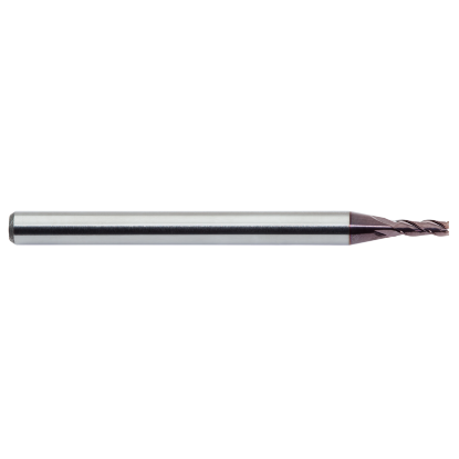 Picture of M.A. FORD 3MVR0468R.005AH DIA 3/64 SH 0.1250 LOC 0.1400 OAL 1.50 End Mill Standard Flute Variable Helix Carbide AlTiN Single End Corner Radius 0.0050 0.13MM TuffCut® 3MV