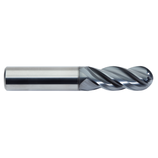 Picture of M.A. FORD 27975010B DIA 3/4 SH 0.7500 LOC 1.50 OAL 4.00 End Mill Standard Flute Variable Helix Carbide AlTiN Single End Ball Nose TuffCut® XT